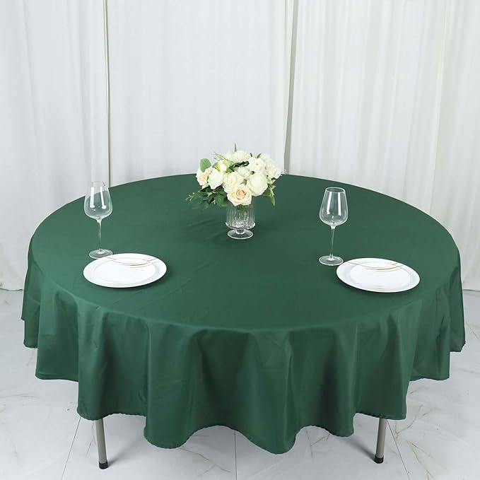 Efavormart Round Tablecloth, 90 Inch Stain & Wrinkle Resistant Washable Table Cloth, Decorative Polyester Fabric Table Cover for Banquet, Wedding, Dining- Hunter Green
