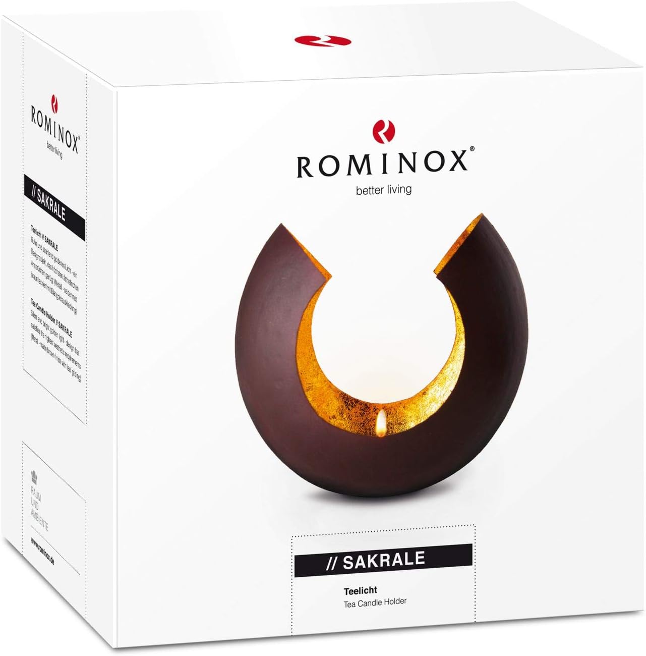 ROMINOX Gift Item tealight Holder//Sacral with Gold foil Lining, Christmas, Barbecue, Valentine's Day, Mother's Day; Dimensions: (Large - 18 x 11 x 15 cm)