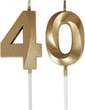 Bailym 40th Birthday Candles,Gold Number 40 Cake Topper for Birthday Decorations Party Decoration