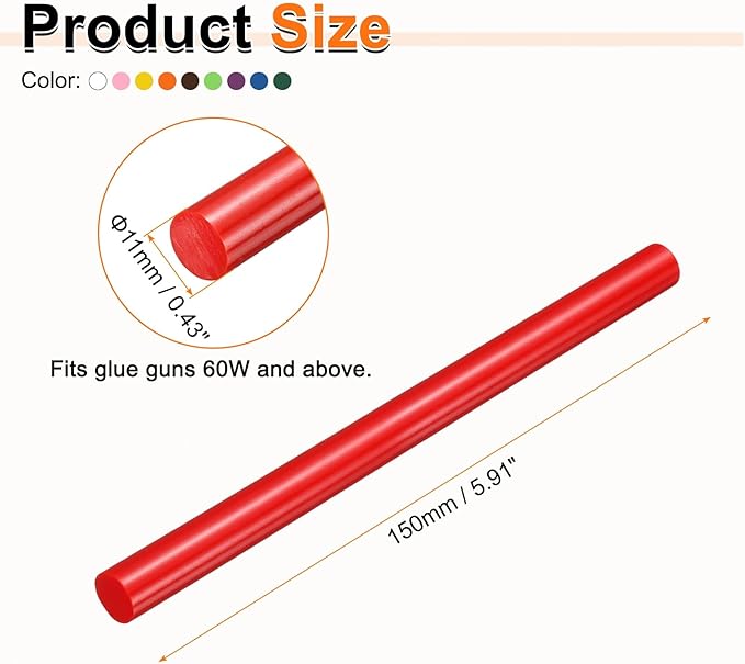 HARFINGTON 10pcs Hot Glue Sticks 0.43" Dia x 5.91" Long EVA Mini Hot Melt Adhesive Glue Stick for Hot Melt Gun Wood Plastic Glass Flowers Fabrics Foam, Multicolor