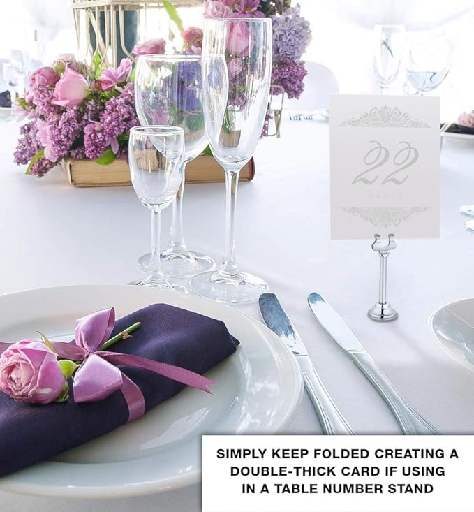 Paisley Wedding Table Numbers (Select Color/Quantity), Champagne, Silver, 1-75, Double Sided, Tent or Use in a Stand, Great for Parties & Restaurants - Made in the USA