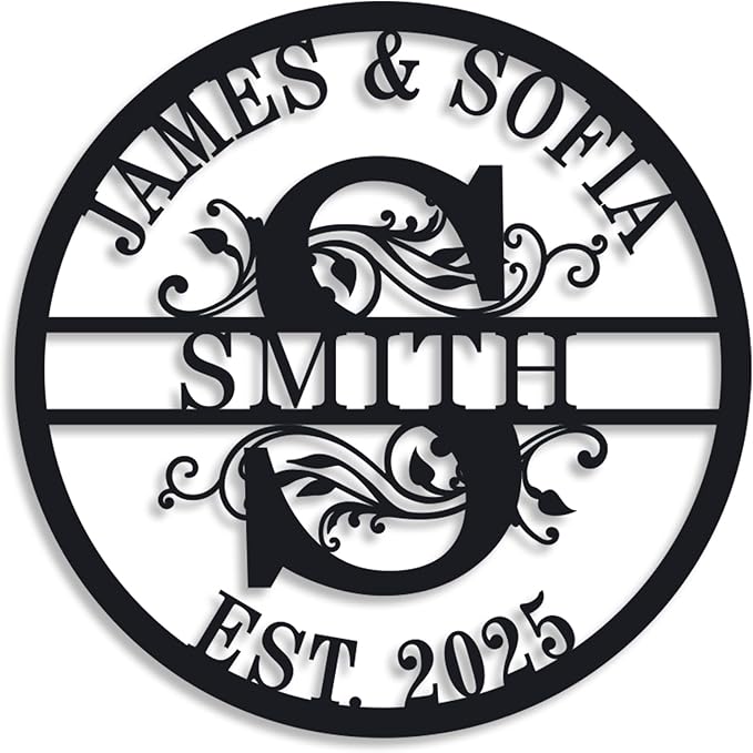 Custom Name Sign Initial Split Letter Monogram Sign Wedding Housewarming Gift