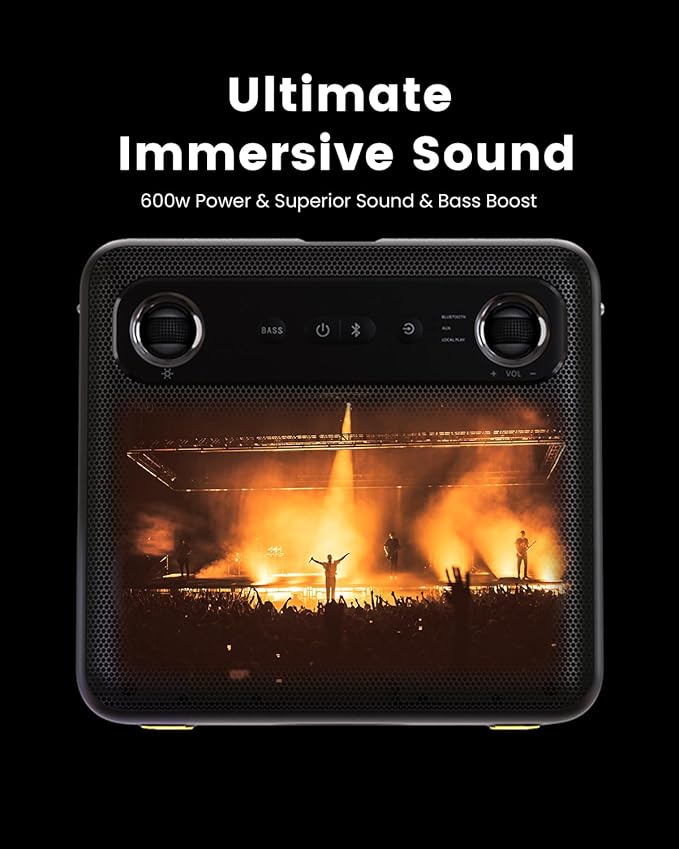 Ikarao Karaoke Machine with Microphone Stand, Portable Bluetooth Speaker for Party, Backyard, Karaoke System with 2 Wireless Microphone for Adults Kids, for Women, Men, Singing Lovers