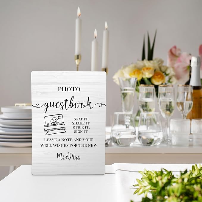 Photo Guest Book Sign Wooden Stand 5x7 Inch,Wedding Guest Book Sign,Guest Book Wedding Party Decor,Wedding Gifts For Mr And Mrs,Wedding Guest Book Desk Decor