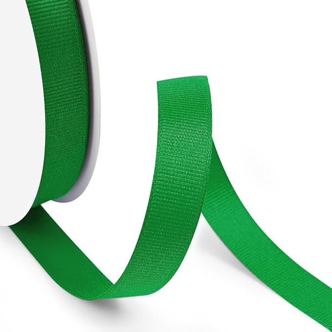5/8" X 50 Yards Green Grosgrain Ribbon, Premium Grosgrain Ribbon for Sewing, Gift Wrapping, Bow Making, Wedding Decor, Wrapping and More (Green)