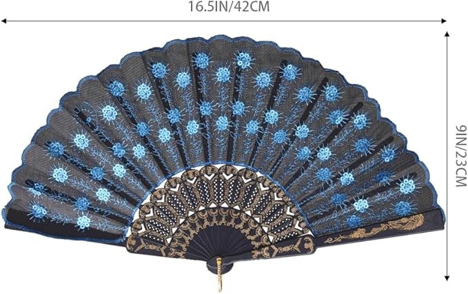 QIRMIZI 30 Pack Fabric Folding Handheld Fans, Perfect for Weddings, Parties, and Dancing,Light Blue