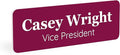 ExcelMark Custom Name Tag - Engraved Name Badge with Pin or Magnetic Backing, 16 Colors, 6 Fonts, and 2 Sizes to Choose from (Burgundy w/White Letters, 1"x 3")