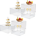 6Pcs Clear Buffet Risers Acrylic Boxes Display Food Risers for Buffet Table Platter Parties Weddings Catering Dessert Collectibles Figures Show ( 6''x7''x8'')