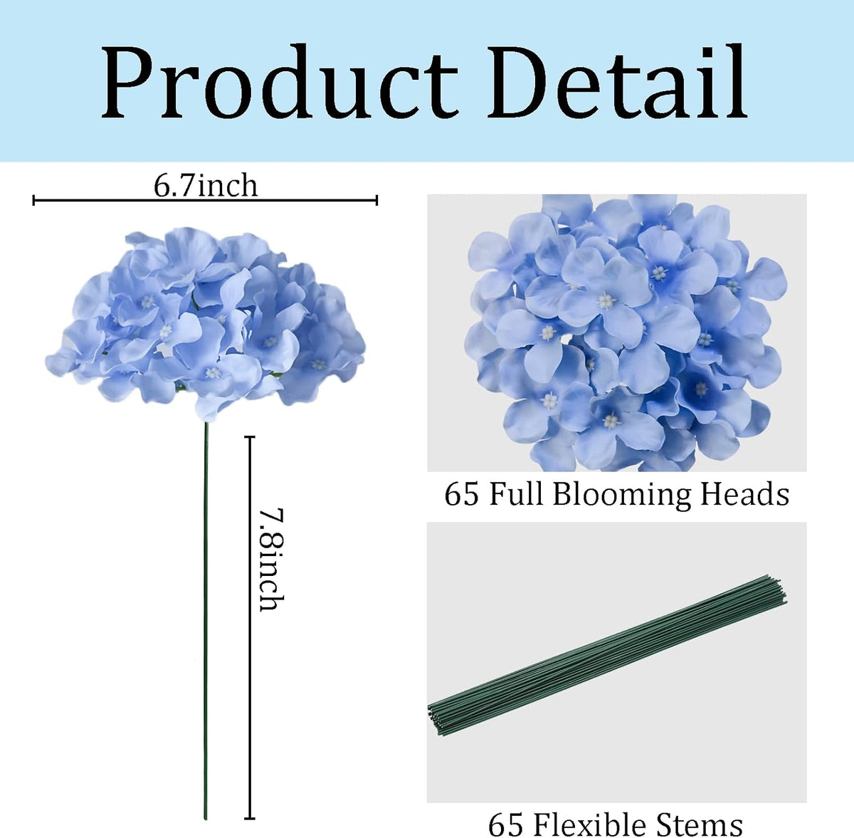 blue hydrangea artificial flowers bulk for home decor, close-up detail