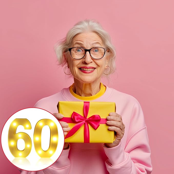 60th Birthday Decorations for Women Men,Happy 60 Birthday Decorations for Centerpieces Table,60 Light Up Numbers Sign Led for Party Backdrop Wall Decor for Wedding Anniversary Home
