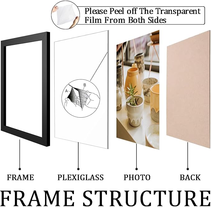 KTKDE A2 Poster Frame Black 16.5x23.4 inch Woodgrain Picture Frames,Vertical & Horizontal Wall Hanging Large Picture Frame for Photos,Posters and Artwork - Perfect for Christmas gifts and Home Decor