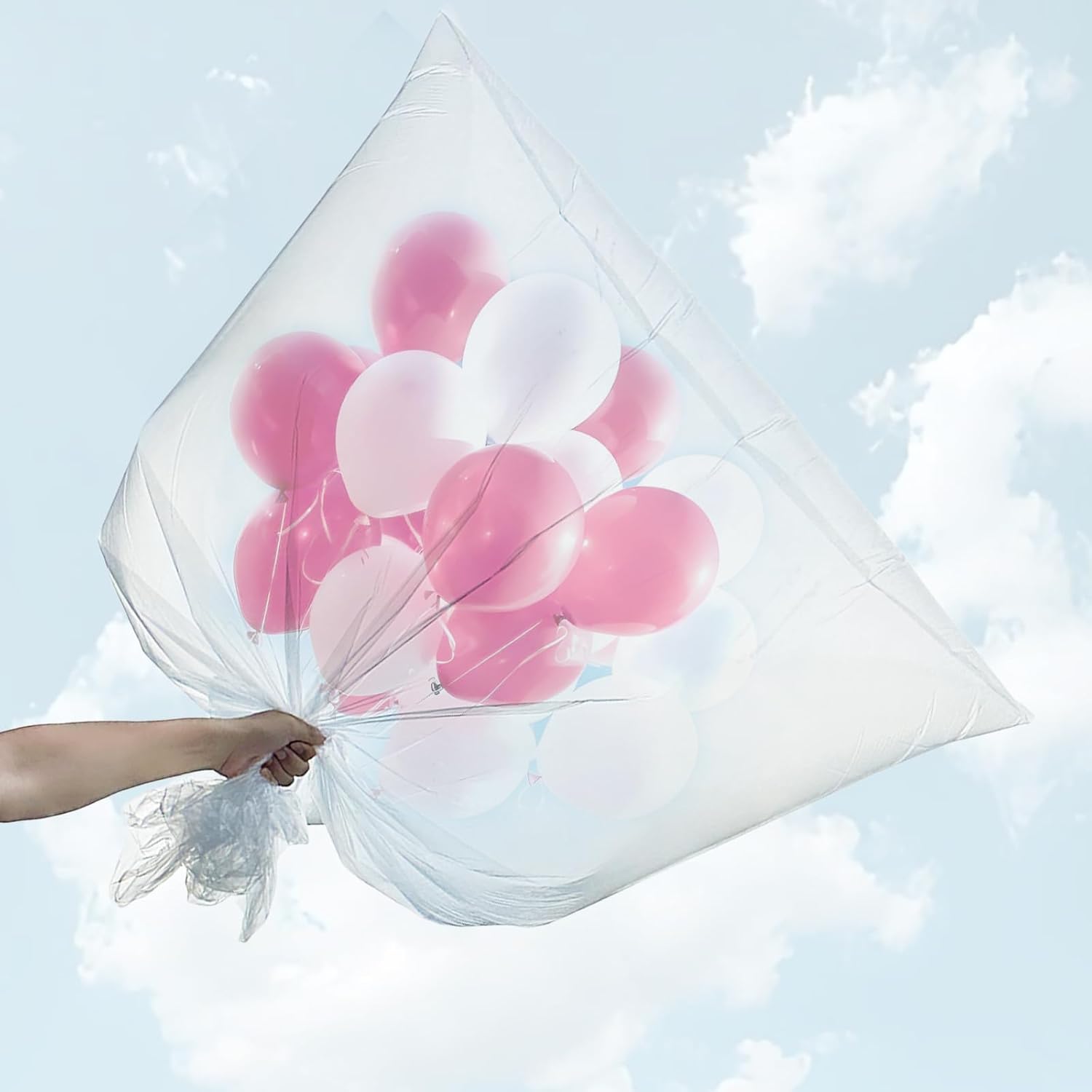 4 Pack Large Balloon Bags for Transport, Plastic Balloon Storage Bag, Clear Transport Storage Bags for Balloons, 98 x 59 Inches(2 pack), 59 x 47 Inches(2 pack)