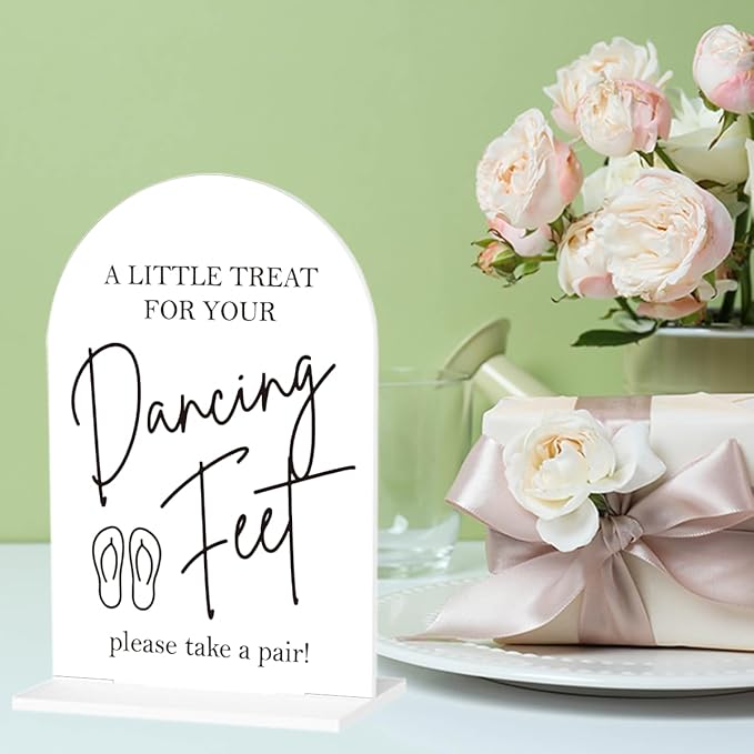 Dancing Feet Sign, Wedding Flip Flops Sign, Wedding Engagement Bridal Shower Reception Party Table Desk Acrylic Decor