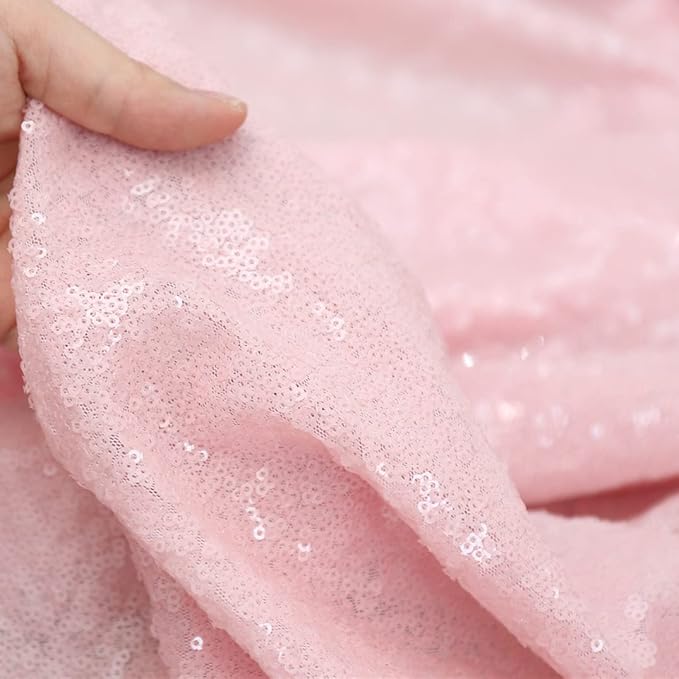 4Pcs 2Ft x 8Ft Pink Sequin Backdrop Curtains, Glitter Photography Background, Sequence Xmas Thanksgiving Backdrop (Pink, 4 pcs-2ftx8ft)