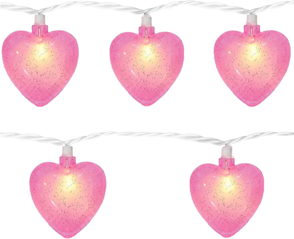 Valentine’s Day Heart String Lights Plug in, 8.5FT Pink LED Heart Lights for Indoor Outdoor Decor, Connectable Valentine Pink Fairy String with Soft Romantic Glow