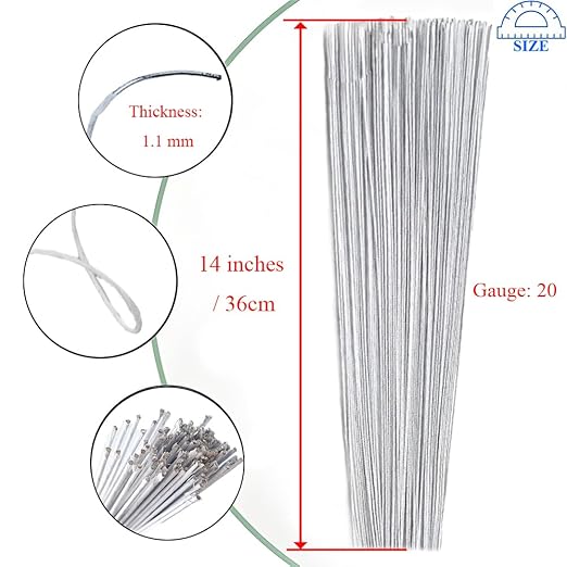 HAHIYO 20Gauge White Paper-Wrapped Metal Floral Wire 14 Inches(36cm), 70 Pack Flexible Paddle Wires Florist Wire Garden Wires for Craft Christmas Wreath Flower Arrangement Bouquet Wrapping Wedding DIY