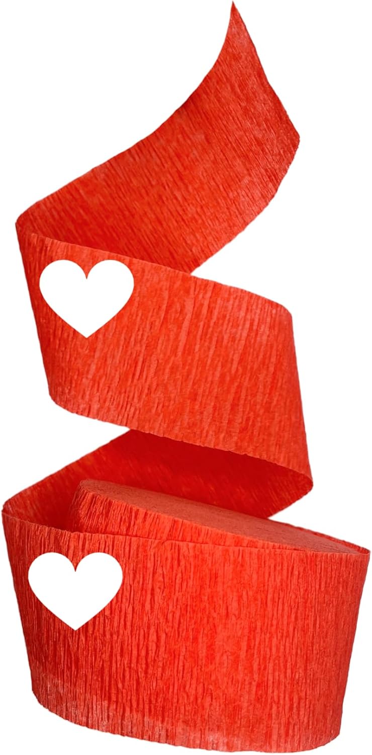 K-Kraft Flame Red 2 Rolls Crepe Paper Streamers for Birthday, Holiday, School, Graduation, Christmas, Party
