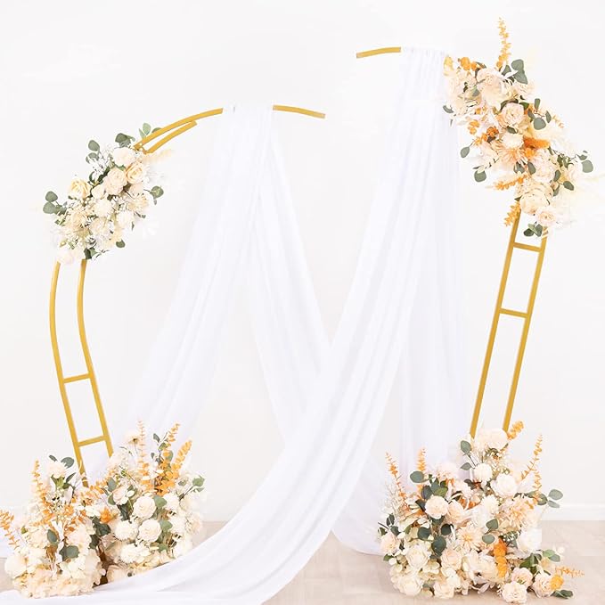Socomi Wedding Arch Draping Fabric 2 Panels 29" x 19Ft White Sheer Chiffon Curtain Drapes 6 Yards for Wedding Ceremony Birthday Party Decoration