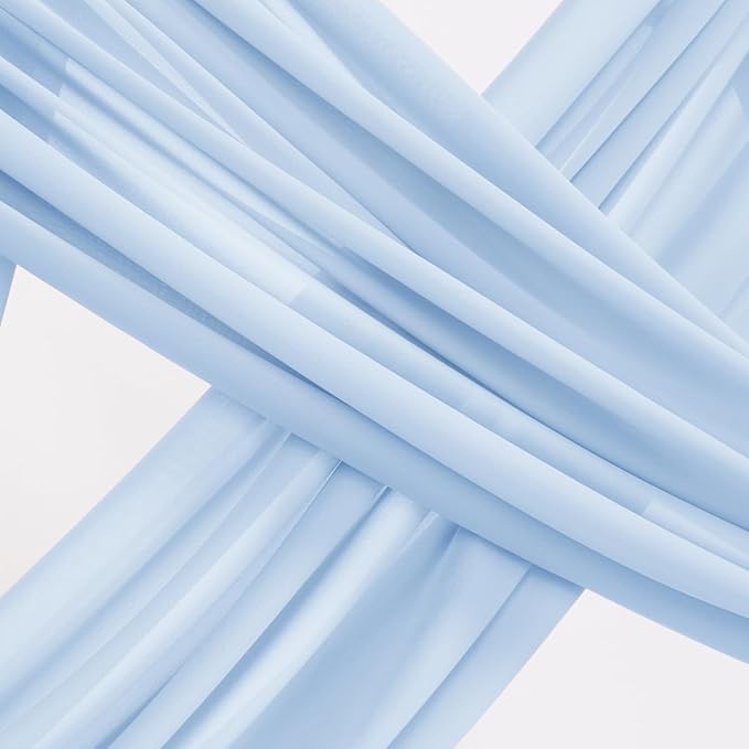 Socomi Wedding Arch Draping Fabric 3 Panels 29" x 19Ft Baby Blue Sheer Chiffon Curtain Drapes 6 Yards for Wedding Ceremony Birthday Party Decoration