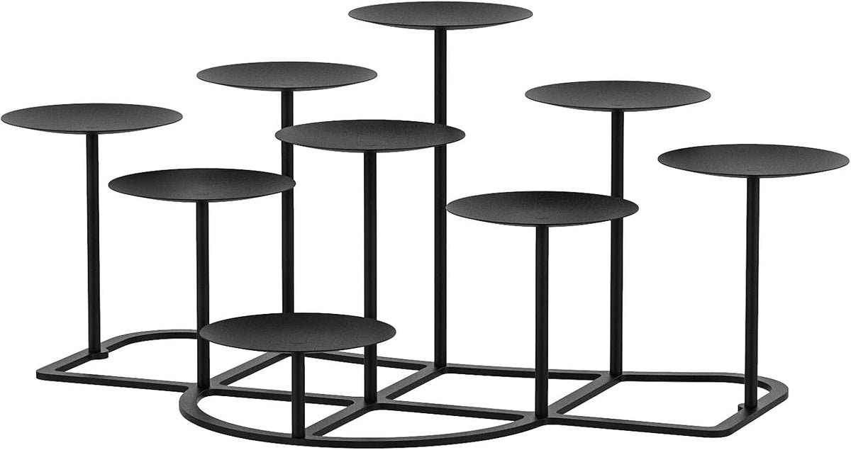 Smtyle Black Fireplace Candelabra, 9 Candle Holders for Pillar Candles
