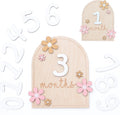 Baby Monthly Milestone Sign,1-12 Monthly Milestone Signs, Baby Girl Nursery Decoration, Newborn Photography Props Double-Sided (M01)
