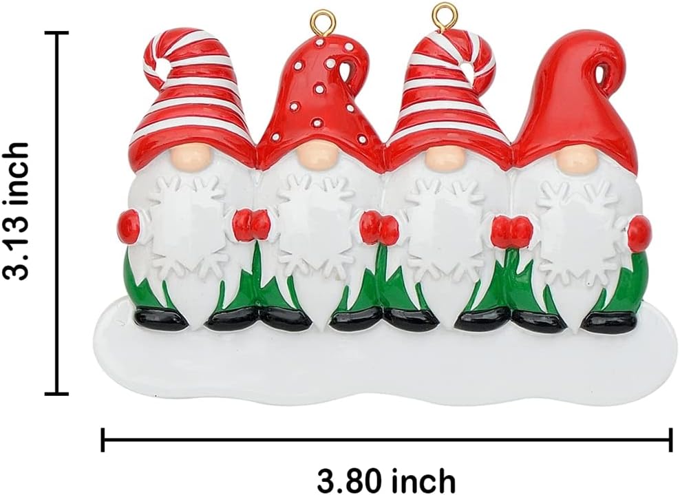 Gnome Family Christmas Ornament 2026 - Personalized Family of 4 Gnome Ornament, Nordic Christmas Tree Decor Gift for Kids, Grandkids, Parents, Grandparents and Gnome Lovers