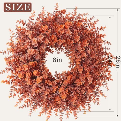 26" artificial fall eucalyptus wreath for front door, package contents