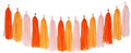 Pink-Orange Groovy Party-Decorations Tassel-Garland - 15pcs Fall Autumn Thanksgiving Harvest Tassels, Birthday Baby Bridal Shower Engagement Wedding Decor Panduola