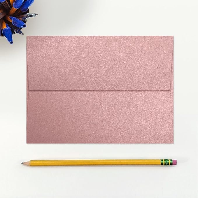 LUXPaper A7 Invitation Envelopes | Peel & Press | 5 1/4" x 7 1/4" | Misty Rose Metallic - Sirio Pearl | 84lb. Text | 250 Qty