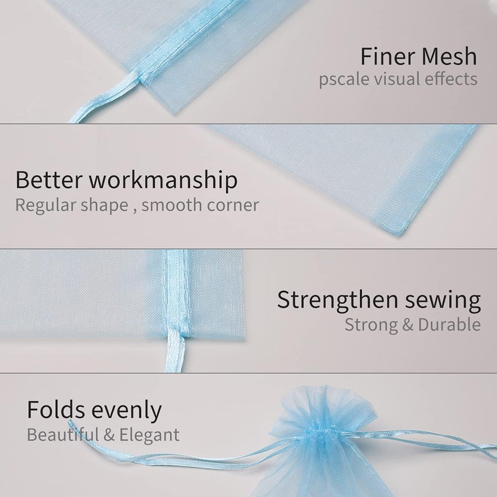 Akstore 100PCS 4x6(10x15cm) Drawstring Organza Jewelry Favor Pouches Wedding Party Festival Gift Bags Candy Bags (Pale Blue)