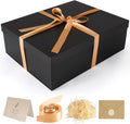 Gift Box, 16.5x13x5.5 inches Large Black Gift Boxes with Lids for Presents | Birthday Box Contains Card Ribbon Shredded Paper Filler, Gift Wrap Boxes for Valentine Mother's Day Christmas Anniversary