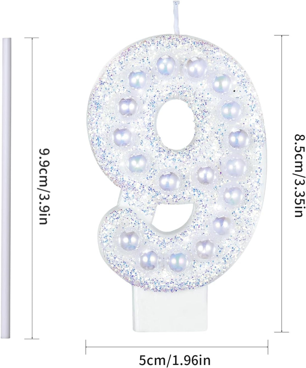 Birthday Candles, Number 1 Candle for First Birthday Girl, 1st Birthday Candles Sparklers with Holographic Colored Pearls, First Birthday Candle for Sweet One Birthday Party Decorations