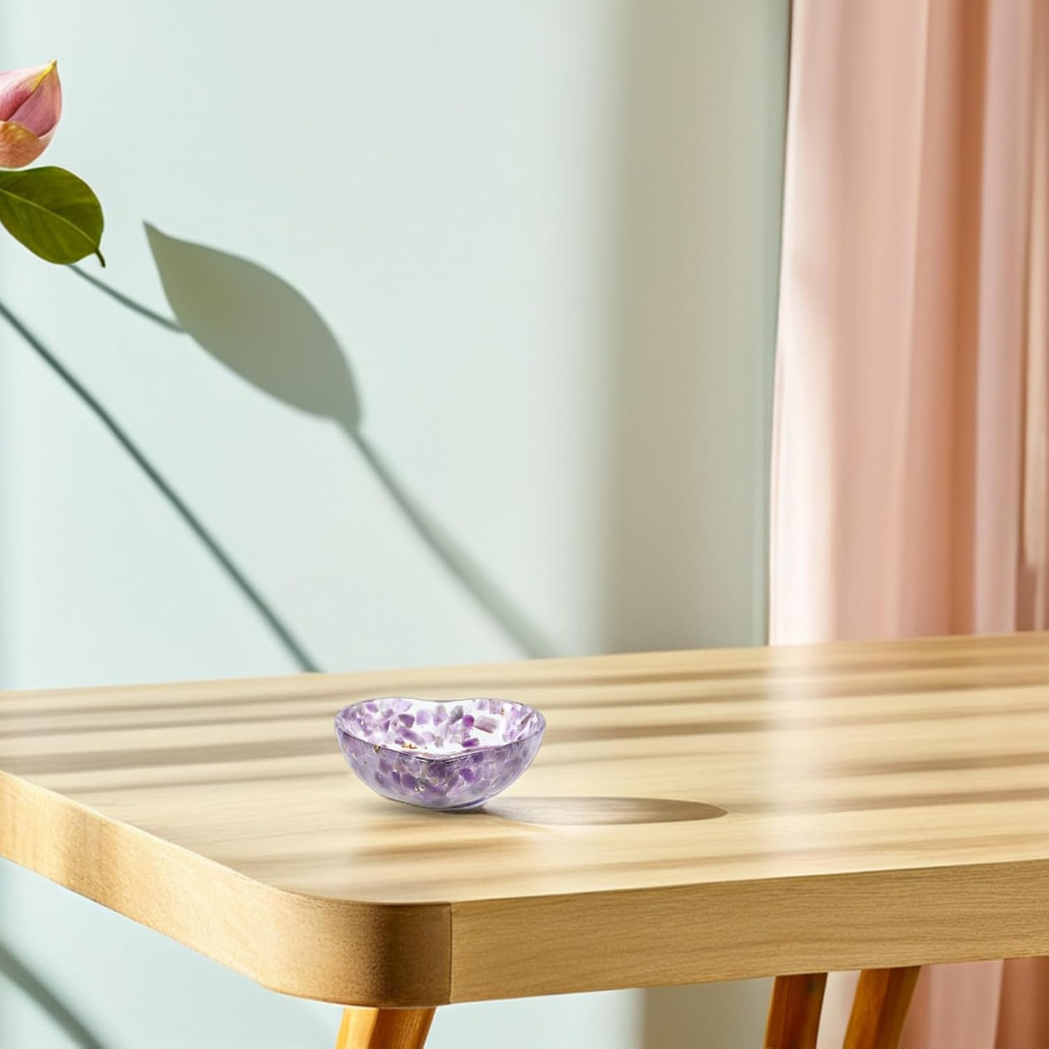 Heart Shaped Crystal Candle Holder Bowl with Resin Material, Versatile Usage and Built to Last, for Living Room Home Decor, Romantic and Unique Texture Design