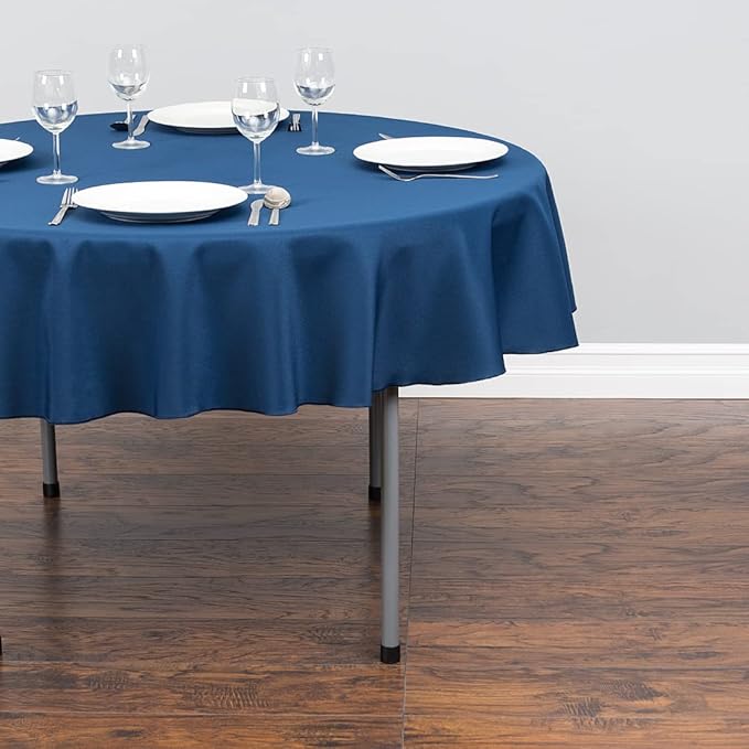 LinenTablecloth 70-Inch Round Polyester Tablecloth Navy Blue
