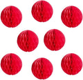8pcs 10 inch Paper Honeycomb Balls Decorative Tissue Pom Poms Flower Art Hanging Balls for Birthday Wedding Nursery Baby Shower Home Decor (10inch, Red)