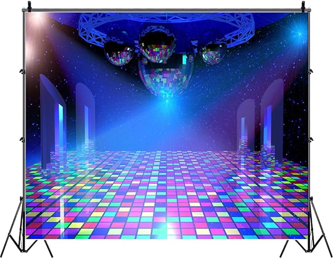 Disco Backdrop 10x8FT 70s 80s 90s Party Lights Stage Background Banner Decorations Photo Shoot Props