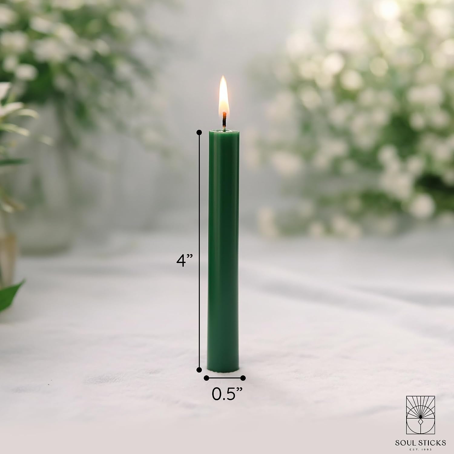 SOUL STICKS Prosperity Magic Spell Chime Taper Candles 20 Pack - Ideal for Altar, Rituals, Ceremonies, Meditation Green Unscented Candle Sticks for Witchcraft Supplies, Wiccan Supplies and Tools