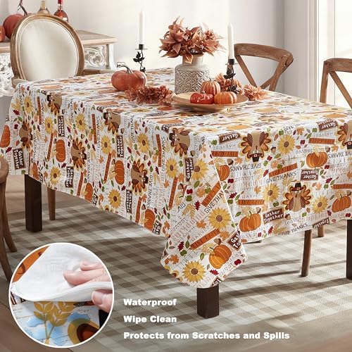 Newbridge Happy Thanksgiving Turkey 60x120 Inch Rectangle Vinyl Tablecloth
