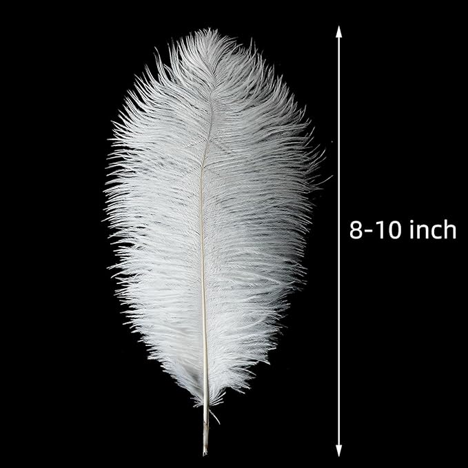 Ballinger Large White Ostrich Feathers - 24Pcs 8-10inch Feathers for Crafts,Party Centerpieces,Wedding and Home Decor