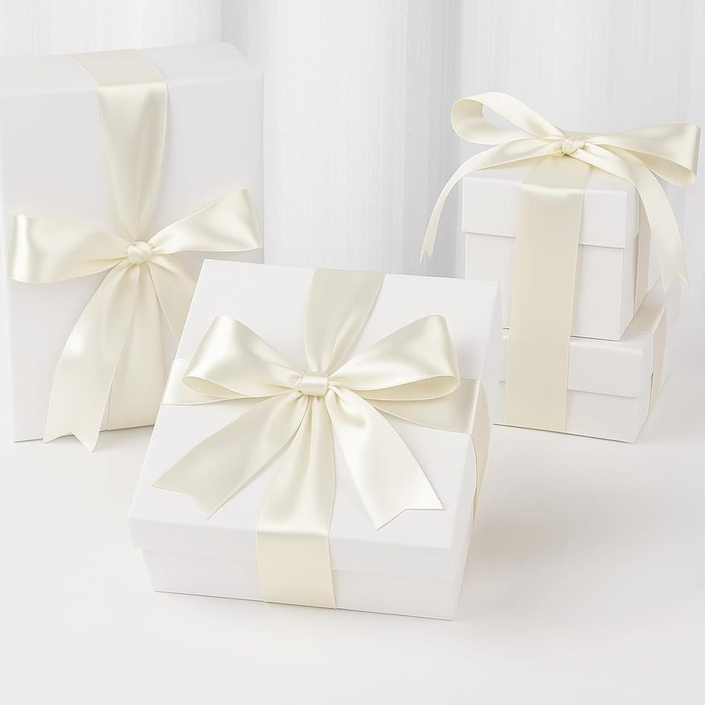 KINGLAKE Ivory Satin Ribbon - 1-1/2 Inch x 2 Rolls Cream Ribbon 100 Yards Beige Ribbons for Gift Wrapping Roses Making Flower Bouquet Crafts Wreath Bow Wedding Bridal Shower Baby Shower Birthday Decor