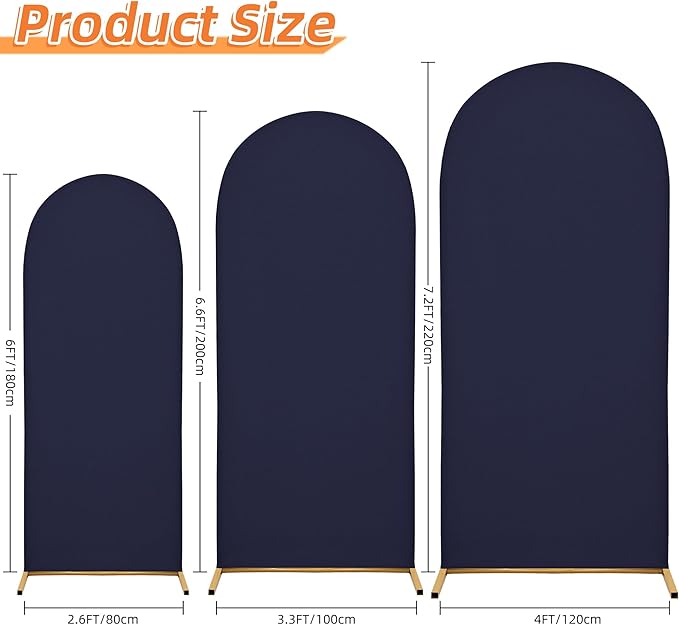 7.2FT Wedding Arch Covers Arch Backdrop Cover Arch Stand Covers Set Arch Cover Spandex Fabric Stretchy Backdrop for Wedding Birthday Party Decoration Baby Shower (Dark Blue)