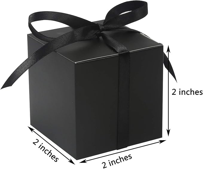 COTOPHER 60pcs Small Gift Boxes, Favor Boxes 2x2x2 inches Paper Gift Boxes with Ribbons Candy Box for Wedding Favors Baby Shower Bridal Shower Birthday Party (Black)