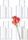 12 Pcs Thin Glass Cylinder Vases 2.5''/3.3'' Diameter 2mm Wall Thickness Clear Flowers Vase Hurricane Floating Candles Holders for Table Centerpieces Wedding Decor (2.5'' X 5'',6'',8'')