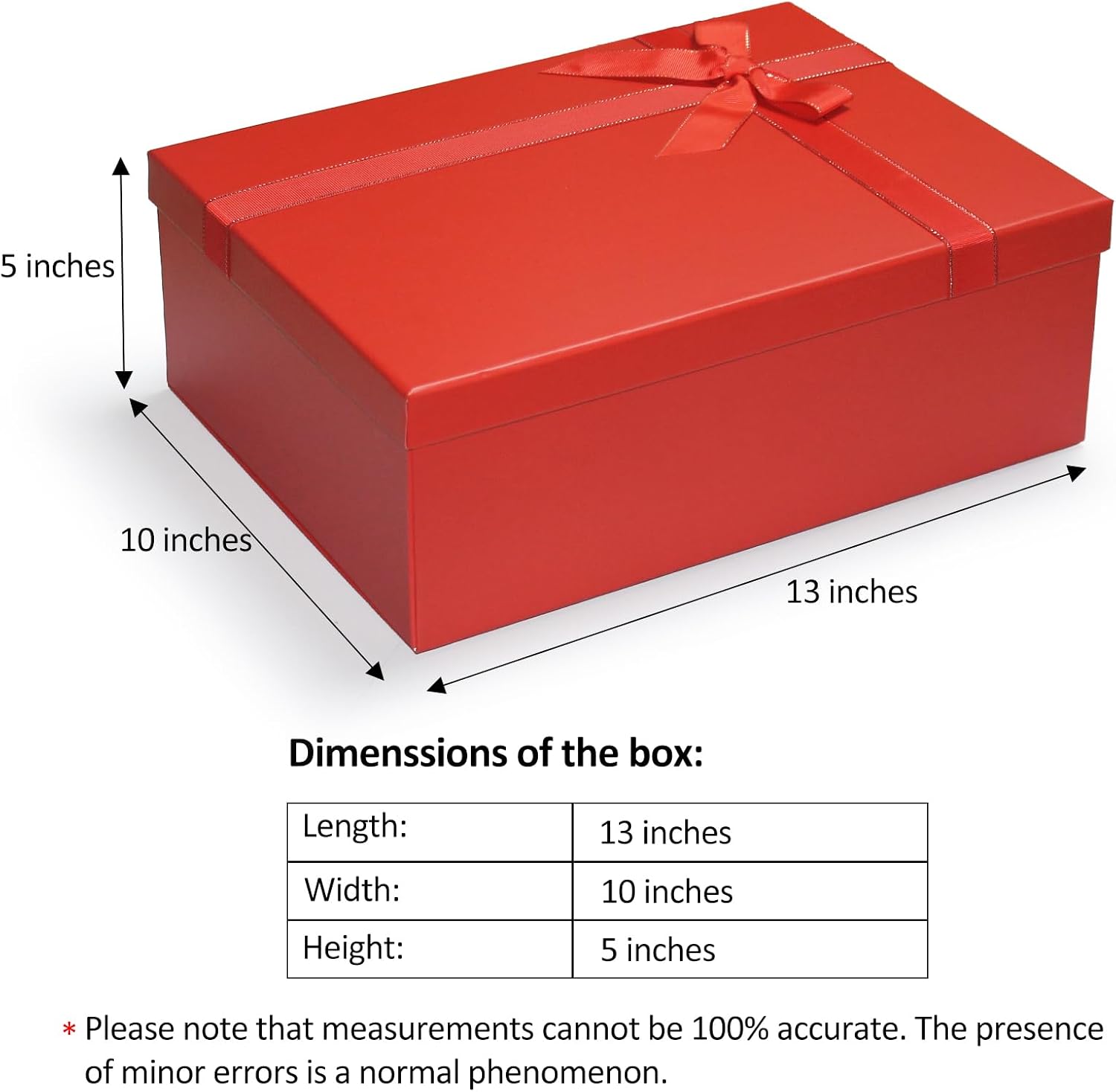 Giftilious Large Gift Boxes for Presents, 2 Pack 13"x10"x5" Red Gift Wrap Boxes, Red Gift Box with Lid, Empty Box for Gift Wrapping