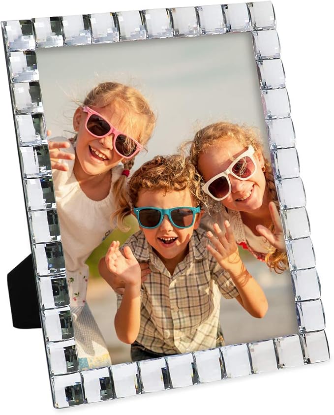Isaac Jacobs Decorative Sparkling Jewel Picture Frame, Photo Display & Home Décor (8x10, Clear)