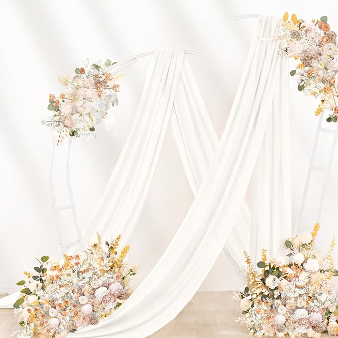Ivory Wedding Arch Draping Fabric 29" x 20 FT White Drapes for Backdrop Sheer Curtains Wedding Drapes for Romantic Bridal Baby Shower Decorations Ceremony Birthday Party Fall Outdoor Events