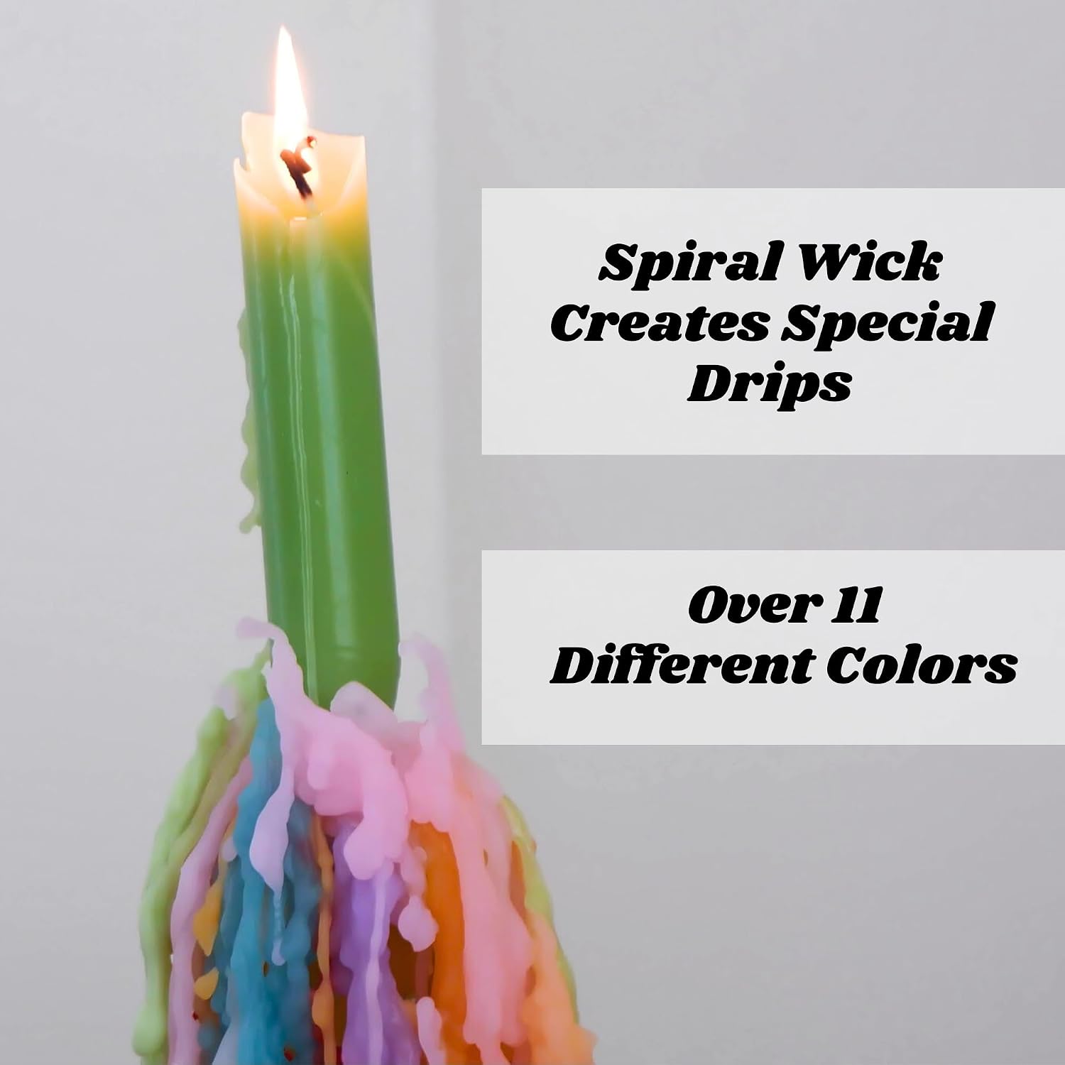 Candlestock Hippie Drippy Drip Candles - Pack of 11 Dripping Taper Candles - Wine Bottle Melting Candles (Hippie Rainbow)