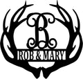 custom monogram antler yard sign metal acm deer, main product view