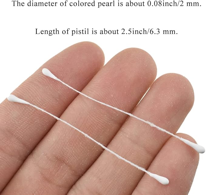 HAHIYO 700Pcs 2mm White Matte Double Heads Flower Stamen Pistil for Flower Making Scrapbook Decoration - Handmade Artificial Flower Pistil Matt-Like Floral Stamens Flowers Pollen Stamen