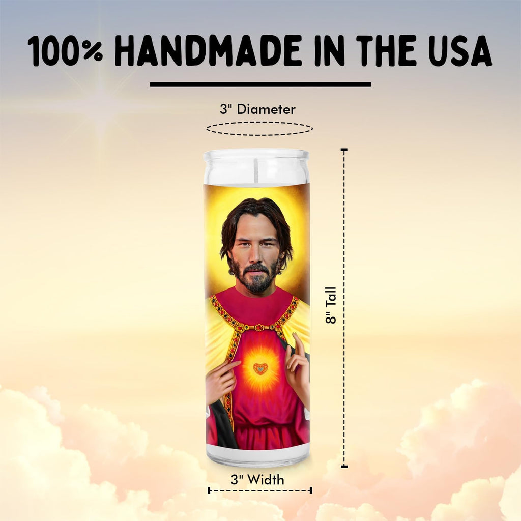 Keanu Celebrity Funny Candle – Reeves Wick Neo Votive Candle – Unique Gift for Matrix John Bill and Ted Action Movie Lovers – Home Decor Collectible for Living Room & Office - 8 Inch